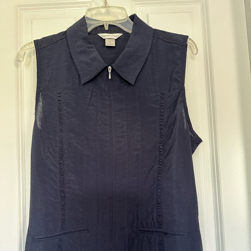 Christopher & Banks Navy Blue Size Medium Zip   Front Vest